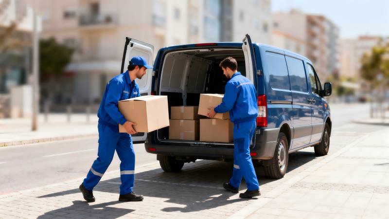 快递员装卸货物图片