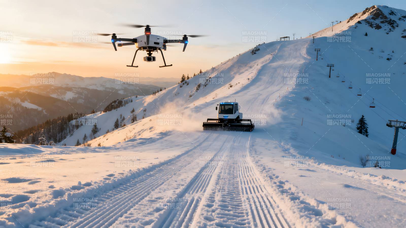 雪场无人机巡检图片