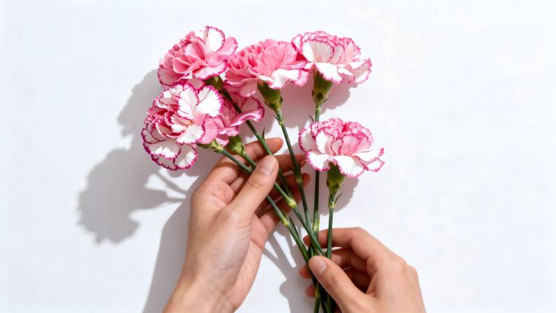 手捧康乃馨花束图片