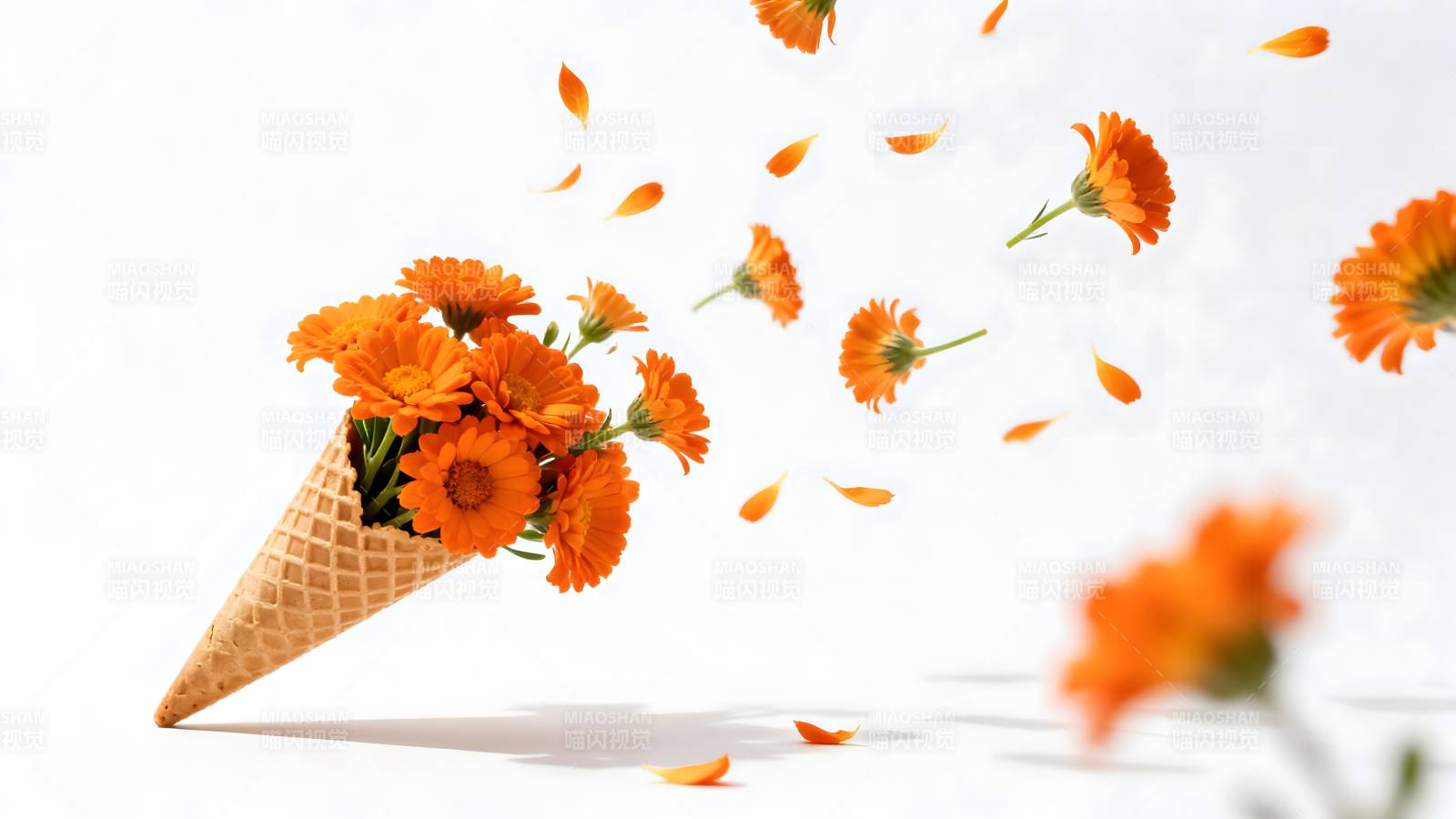 花落冰激凌图片