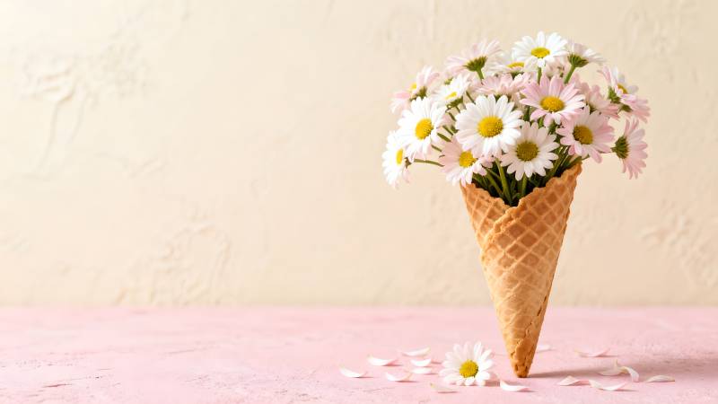 花束冰淇淋锥图片