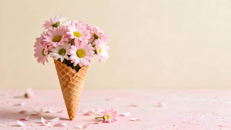 花束冰淇淋锥图片
