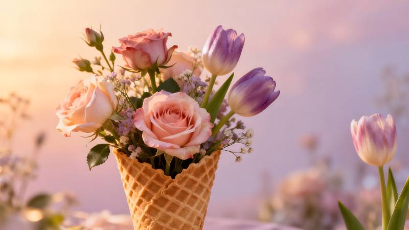 花香冰淇淋图片