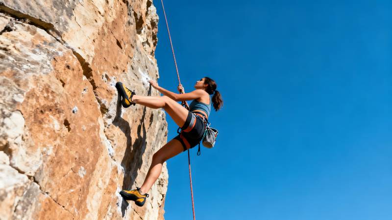 攀岩者挑战峭壁图片