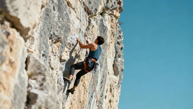 攀岩者挑战峭壁图片
