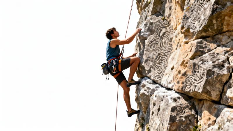 攀岩者挑战峭壁图片