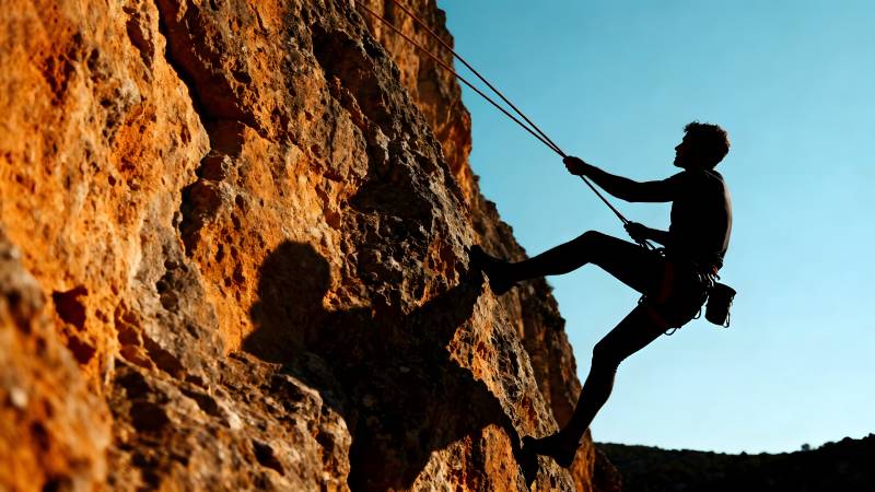 攀岩者挑战峭壁图片