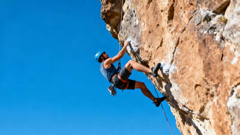 攀岩者挑战峭壁图片