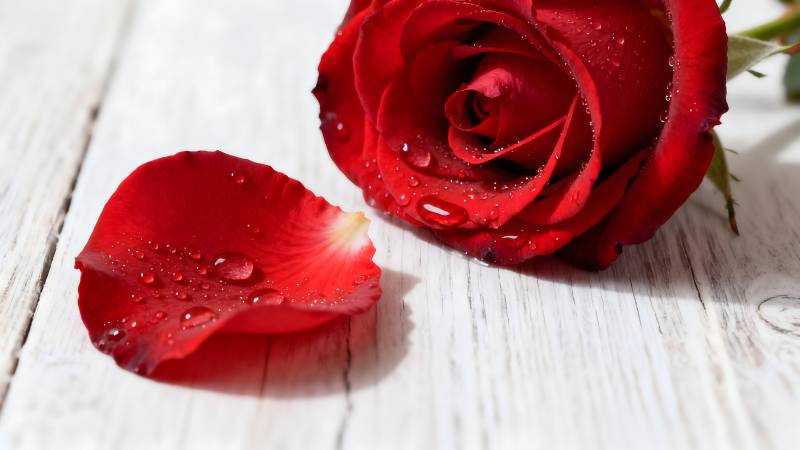 红玫瑰与露珠图片