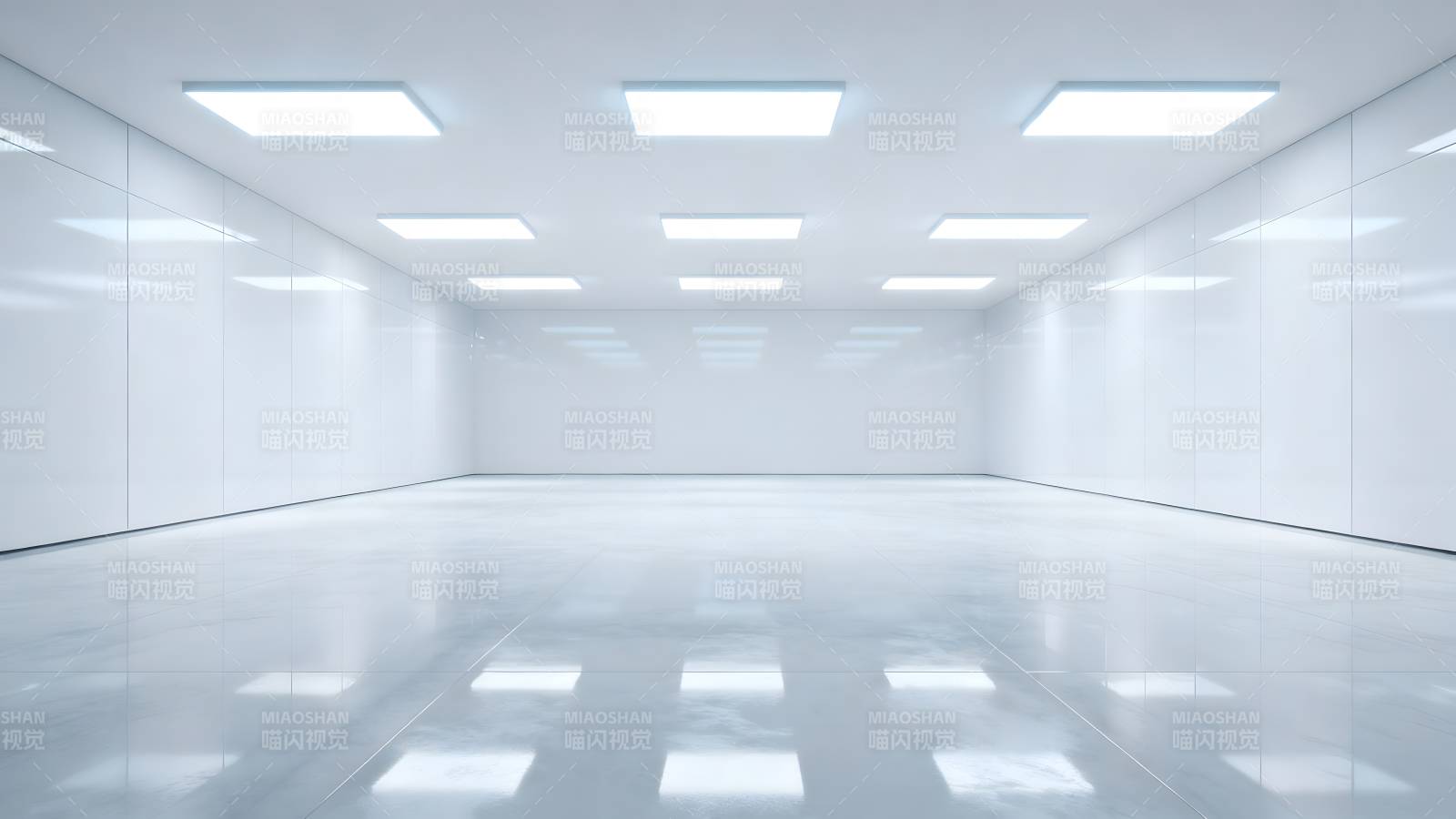 明亮空旷的白色展厅图片