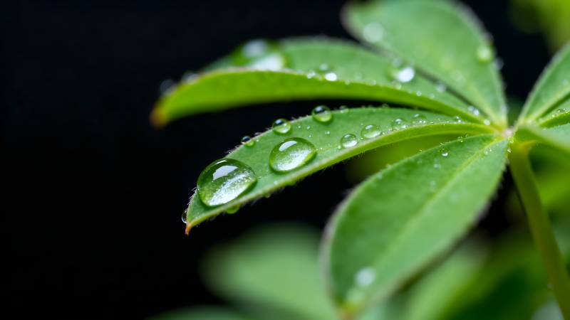 露珠叶上晶莹闪烁图片