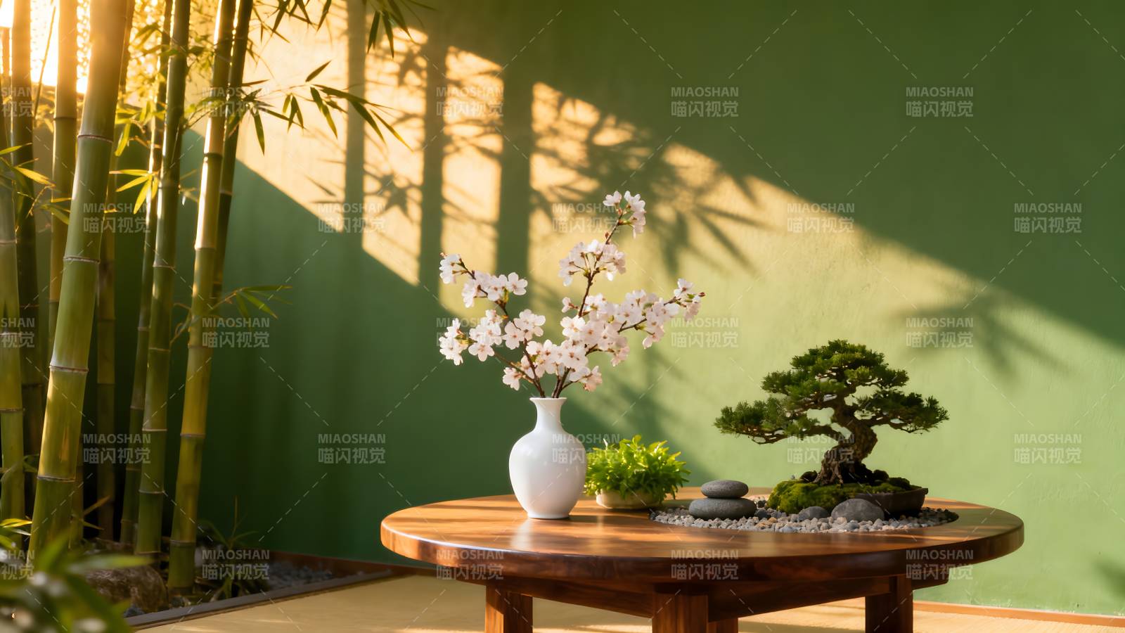 禅意庭院静谧景图片