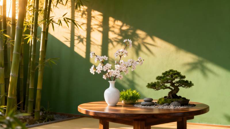 禅意庭院静谧景图片