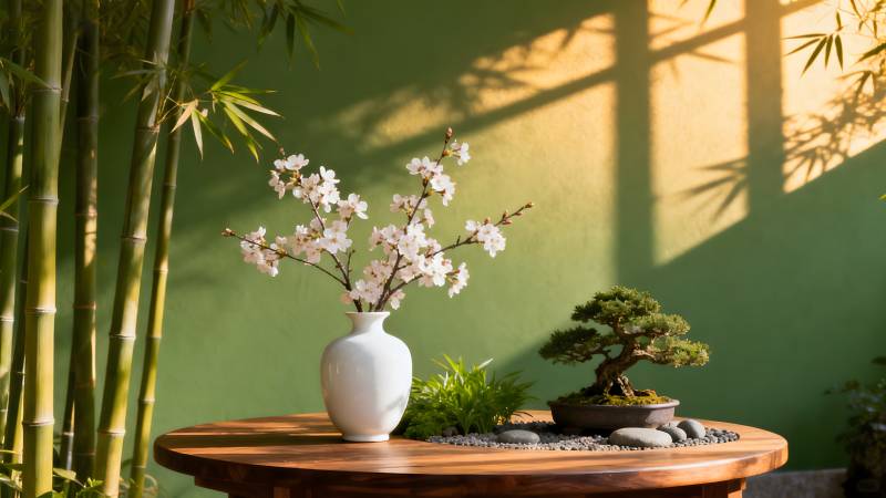 禅意庭院静谧景图片