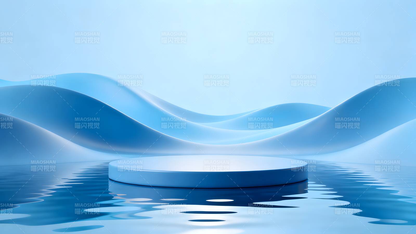 蓝色波浪舞台图片