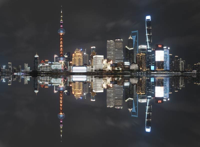 夜上海倒影图片