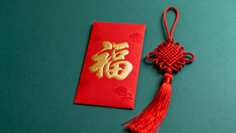 福字红包与中国结图片