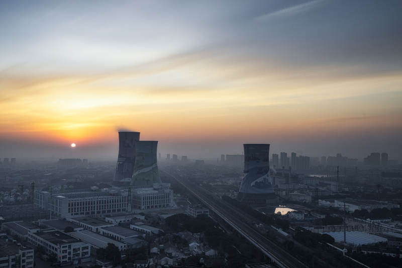 城市晨曦 双塔辉映图片