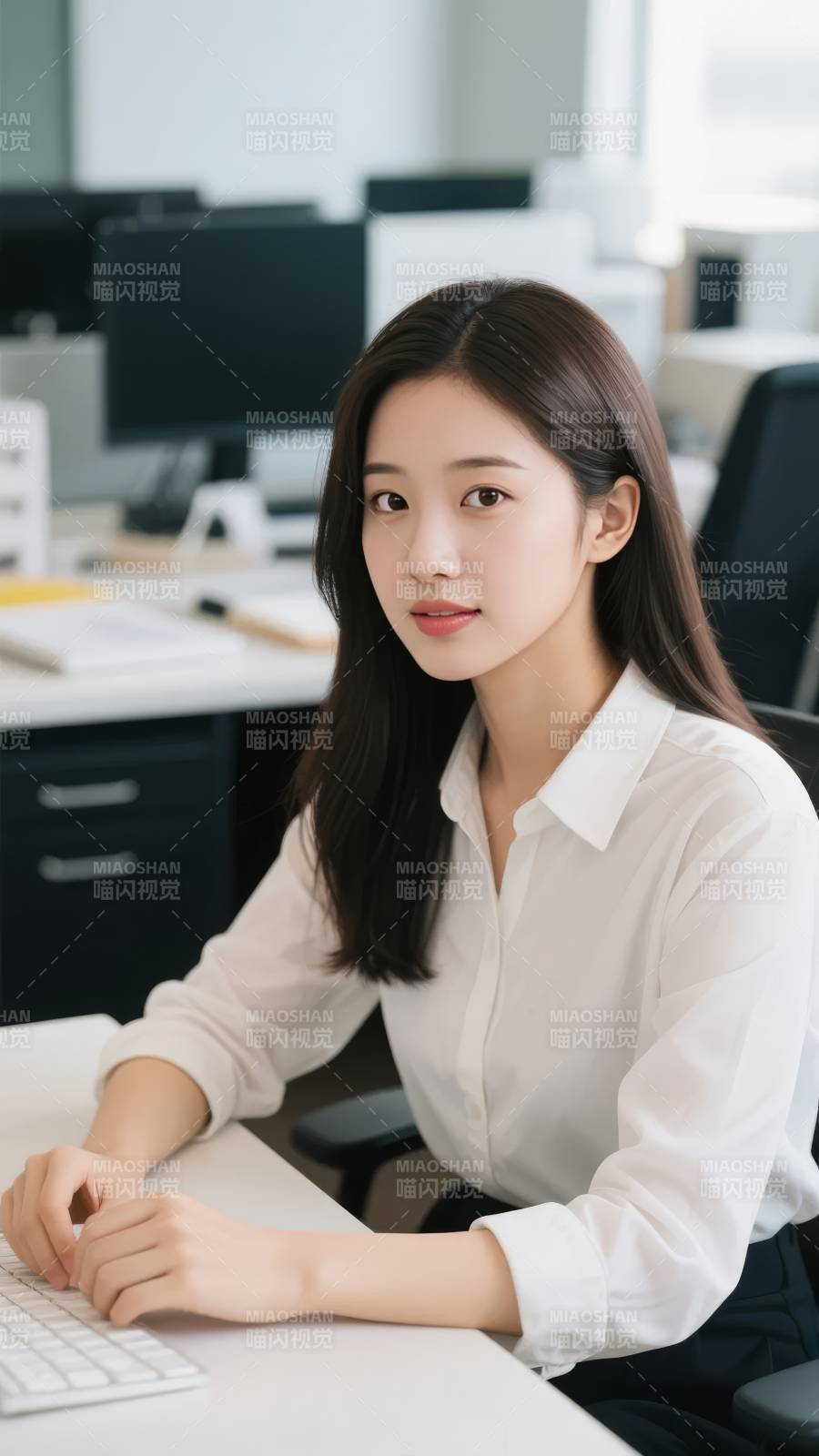 职场女性专注工作图片