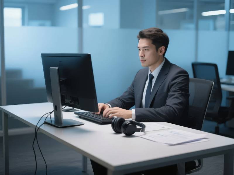 专注办公的商务人士图片