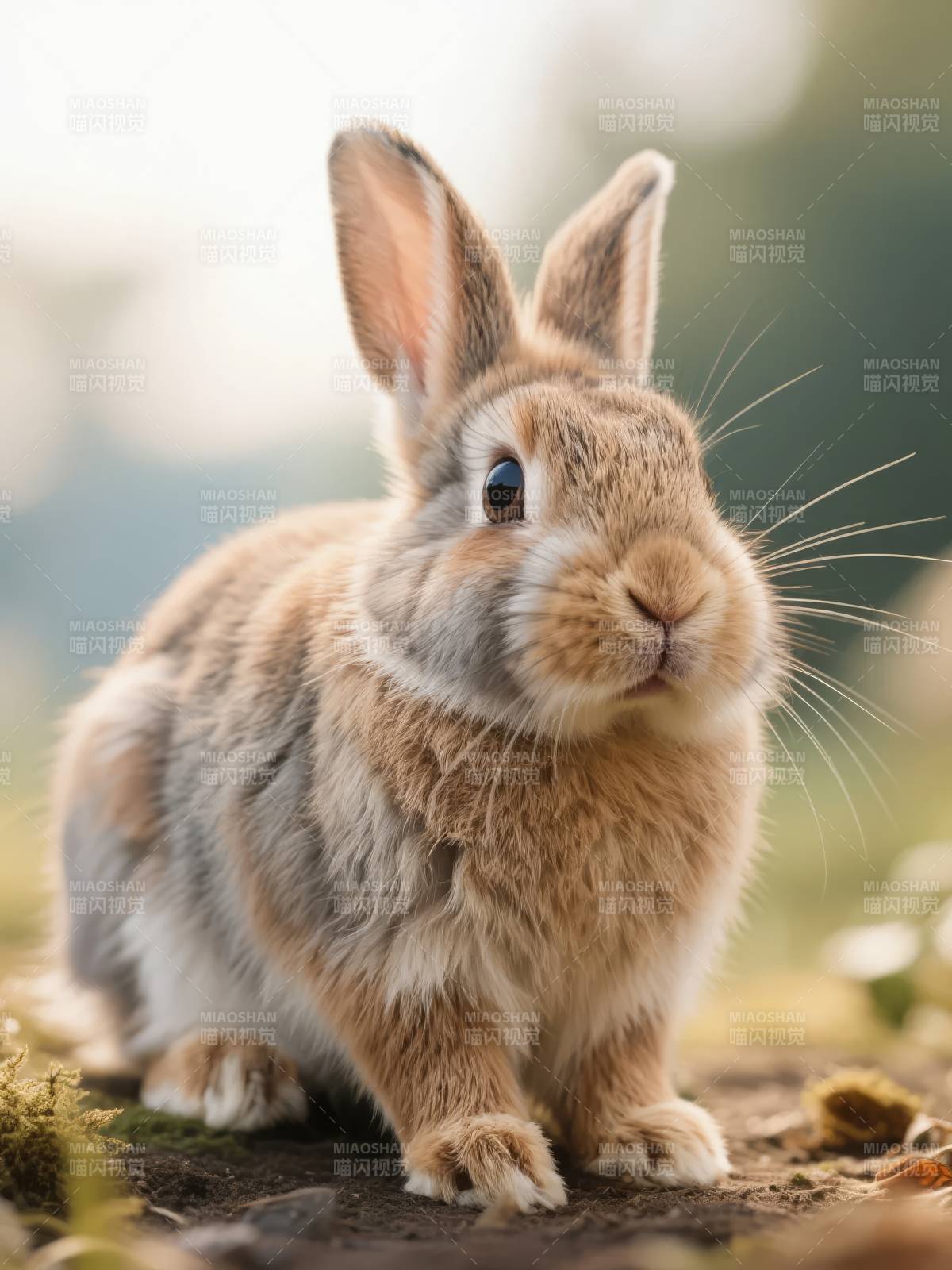 可爱小兔静坐林间图片