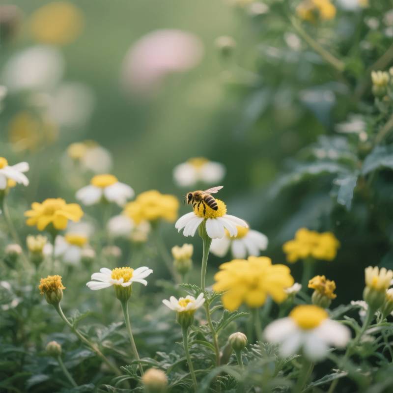 蜂采花蜜 春意盎然图片