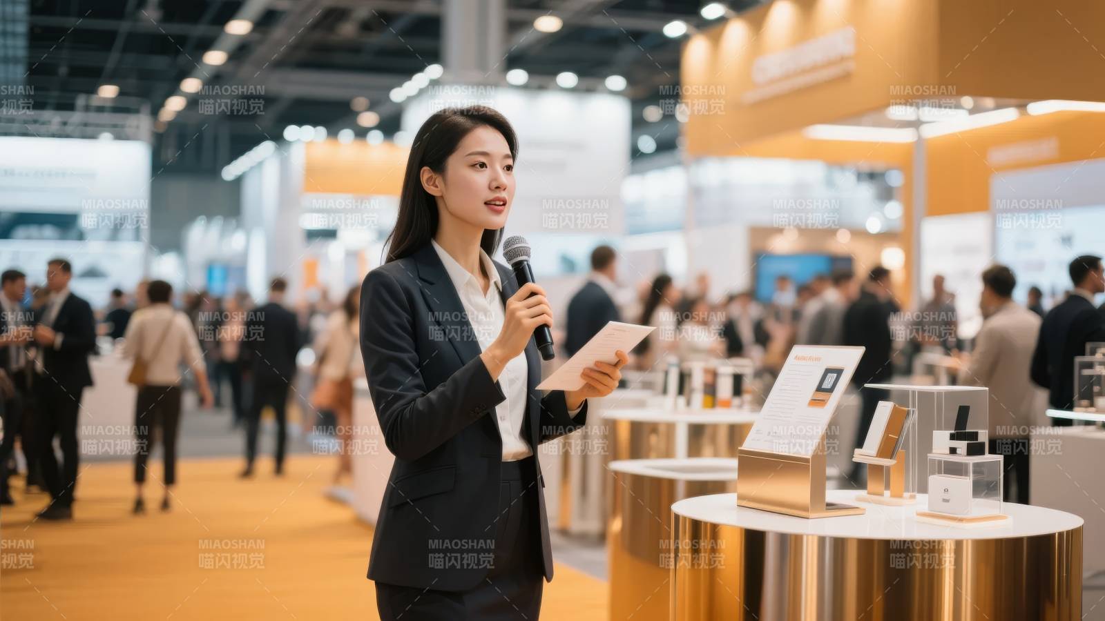 展会现场主持人图片