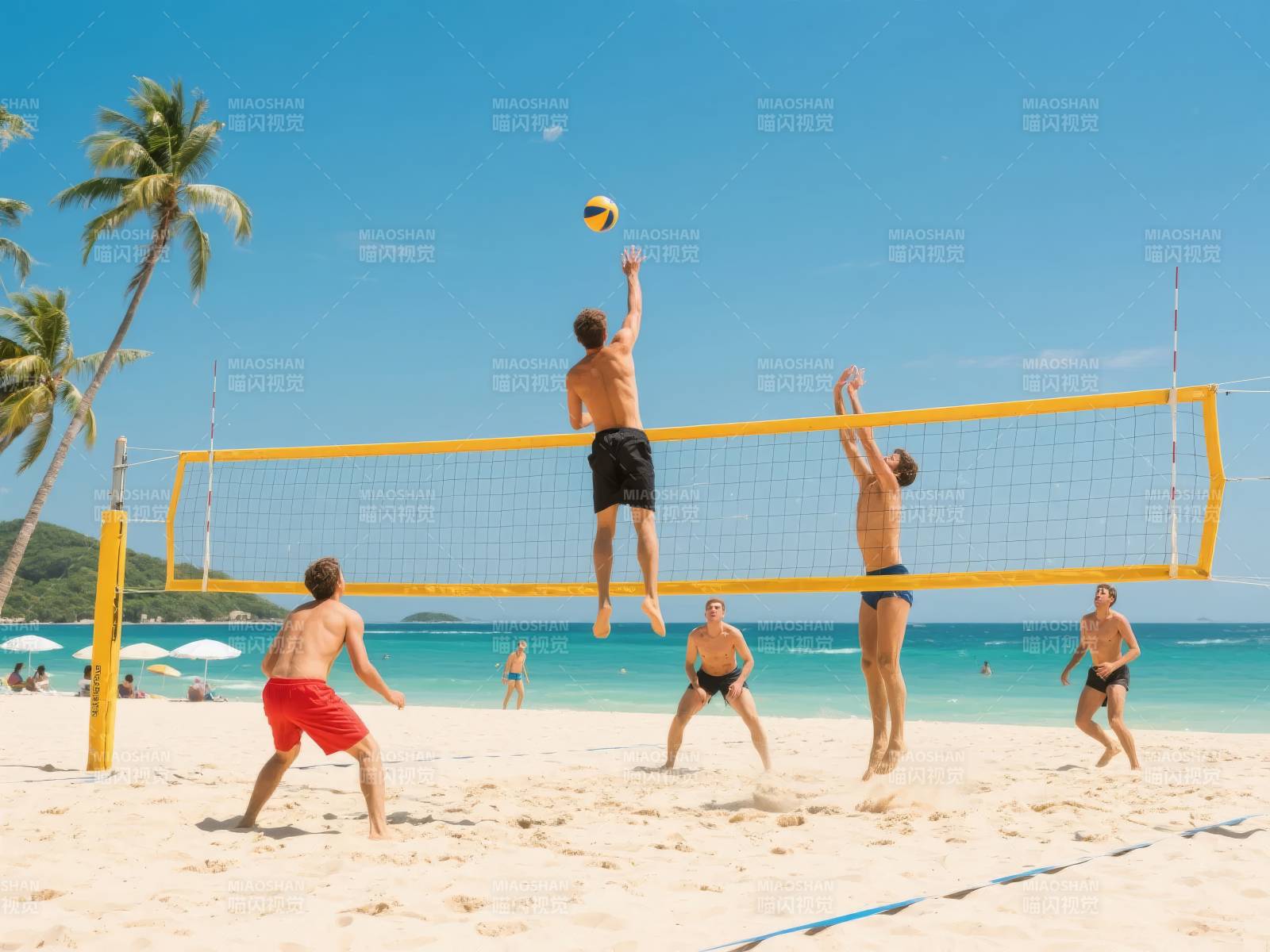沙滩排球激战正酣图片