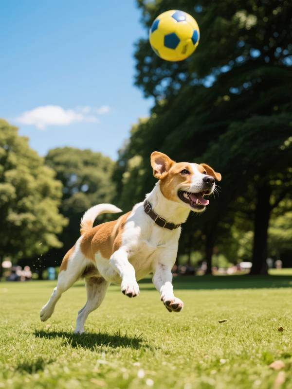 狗狗追球欢乐瞬间图片