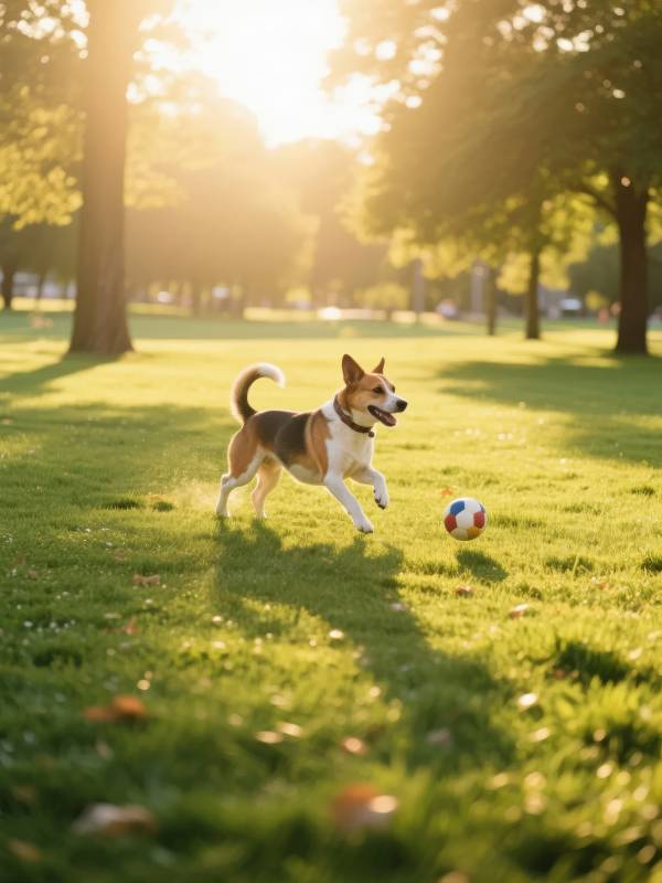 阳光下奔跑的狗狗图片