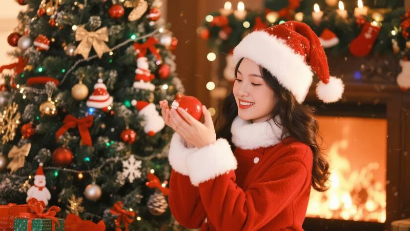 圣诞女孩温馨时刻图片