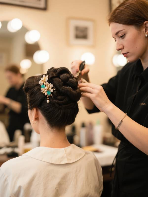 精致盘发造型图片