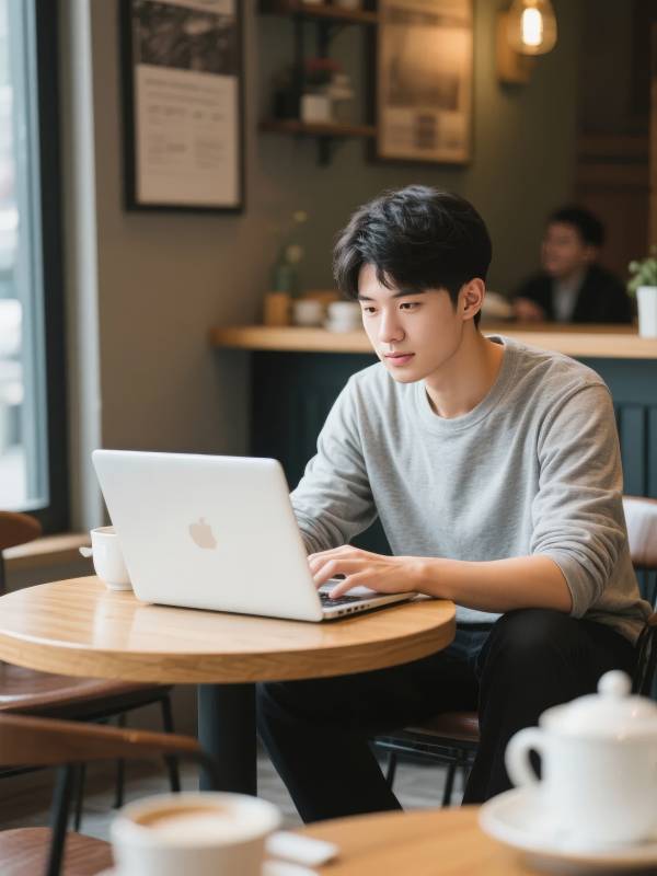 咖啡馆里的专注时光图片