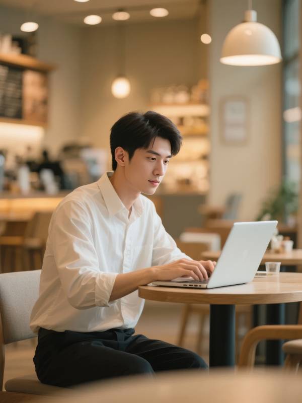 咖啡馆专注工作图片