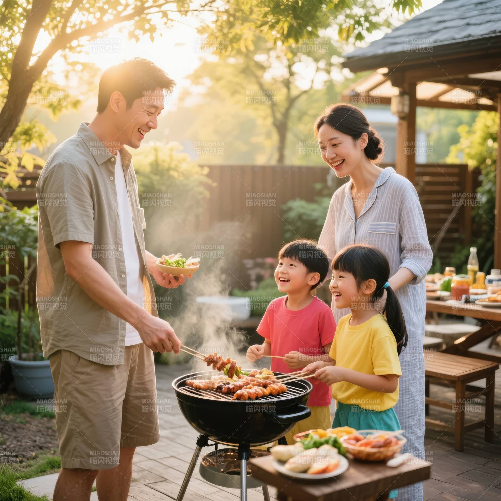 家庭烧烤乐融融图片