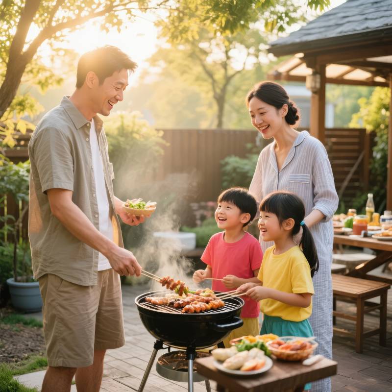 家庭烧烤乐融融图片