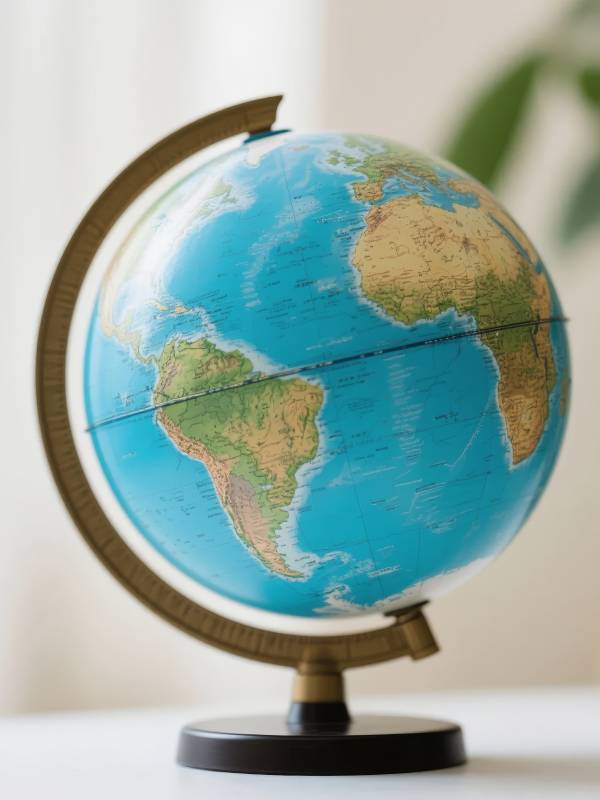 地球仪静置桌面图片