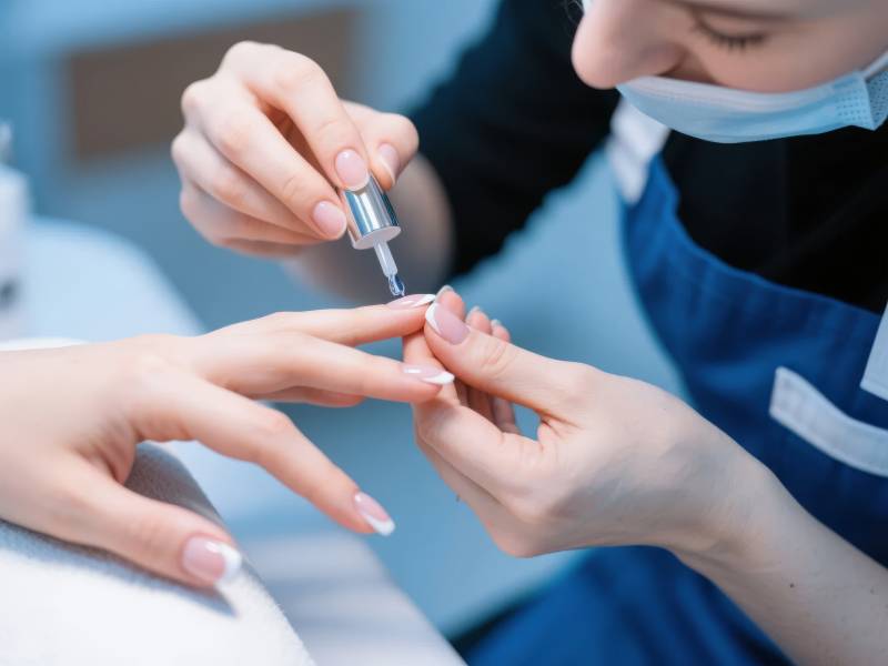 美甲师正在做指甲图片