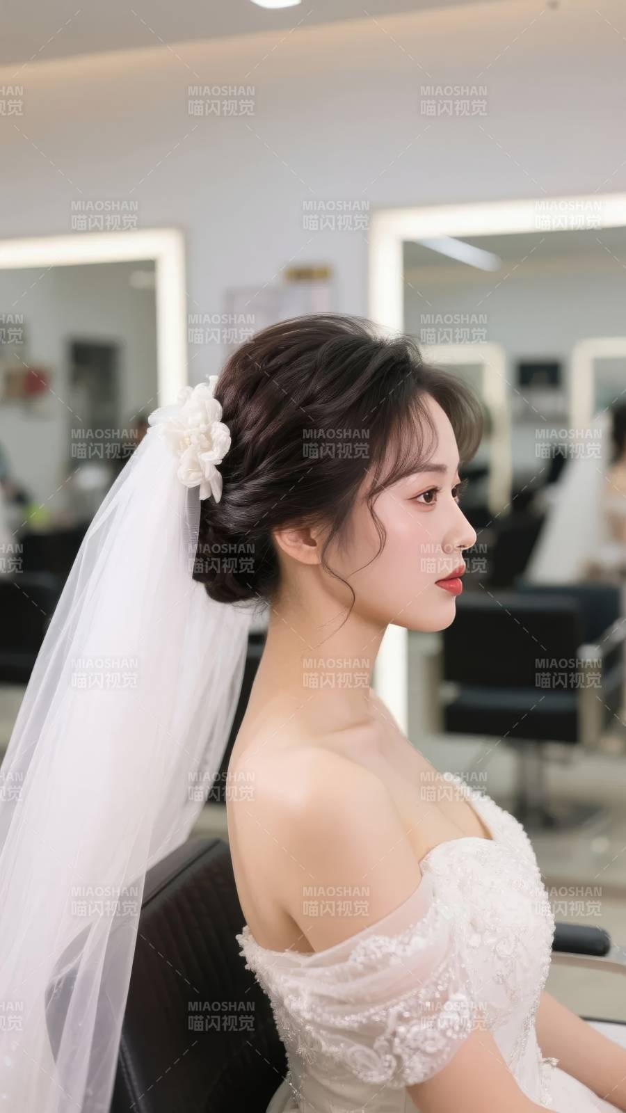 新娘侧颜写真图片