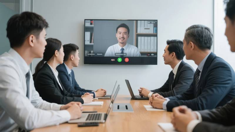 视频会议进行中图片