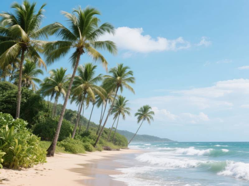 椰林沙滩海景图片