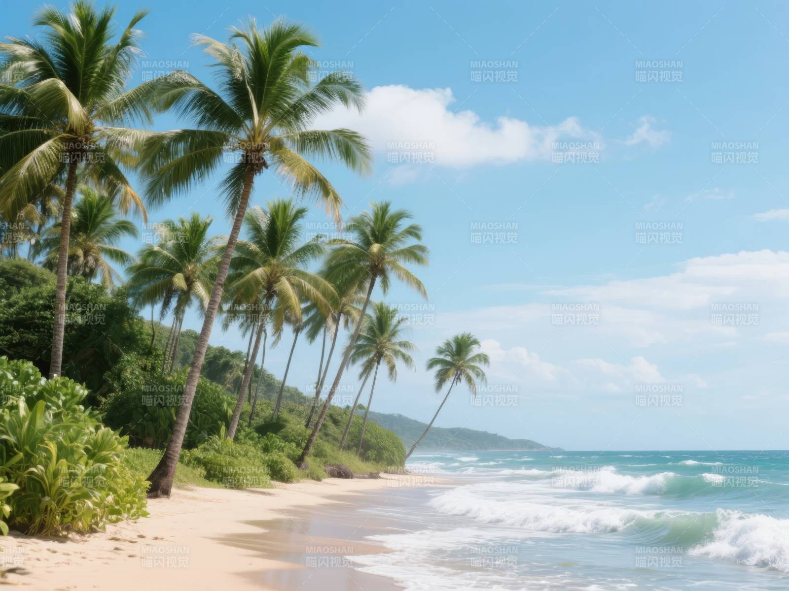 椰林沙滩海景图片