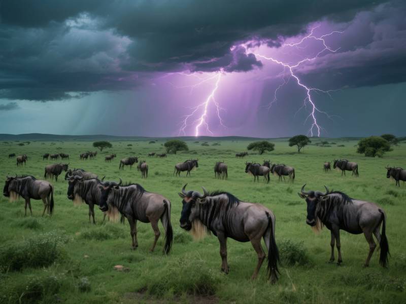 雷电草原迁徙图片