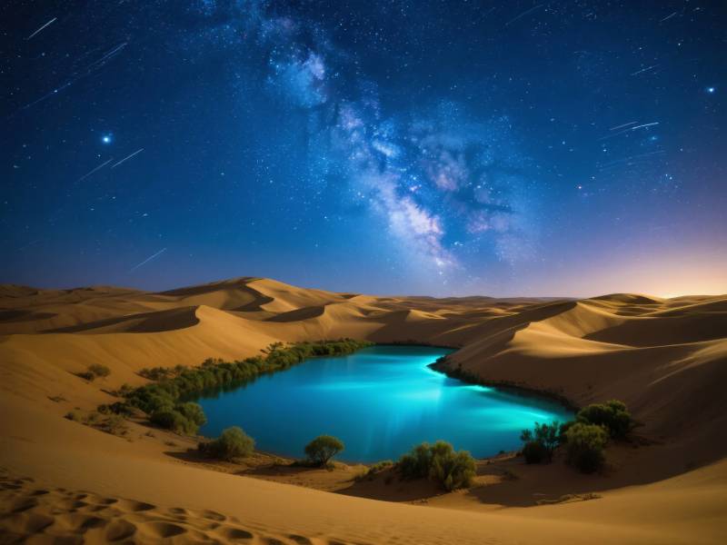 沙漠星夜奇景图片