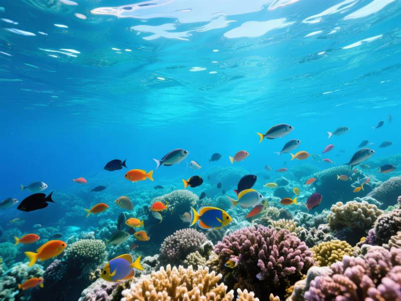 珊瑚礁鱼群图片
