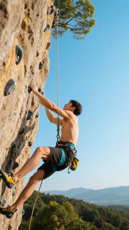 攀岩者挑战峭壁图片