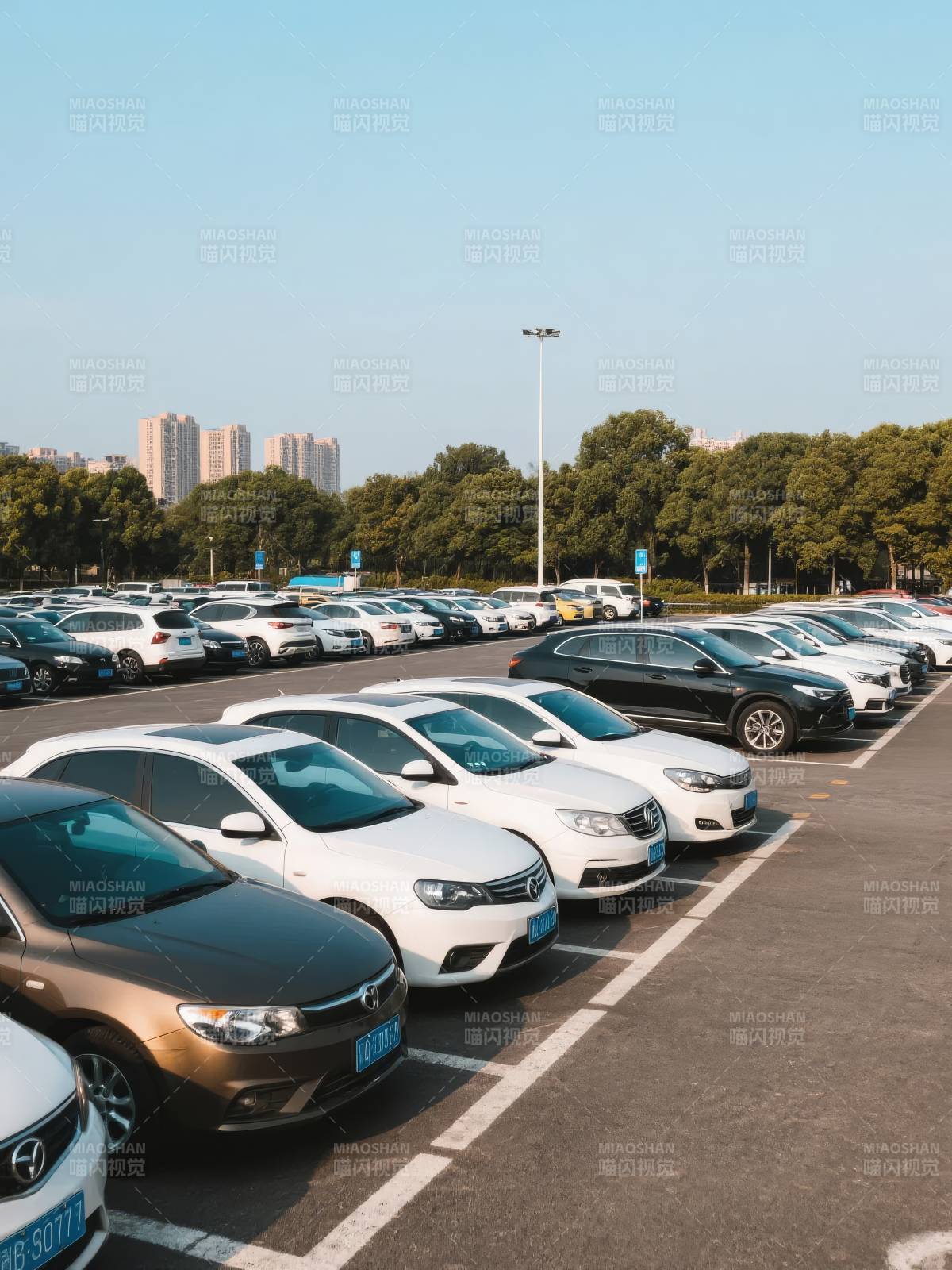 整齐排列的停车场图片