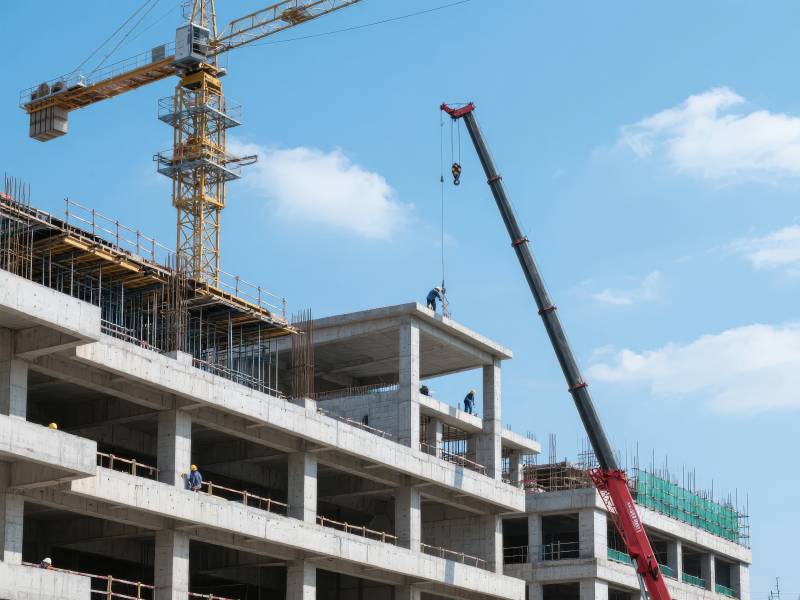 建筑工地施工中图片