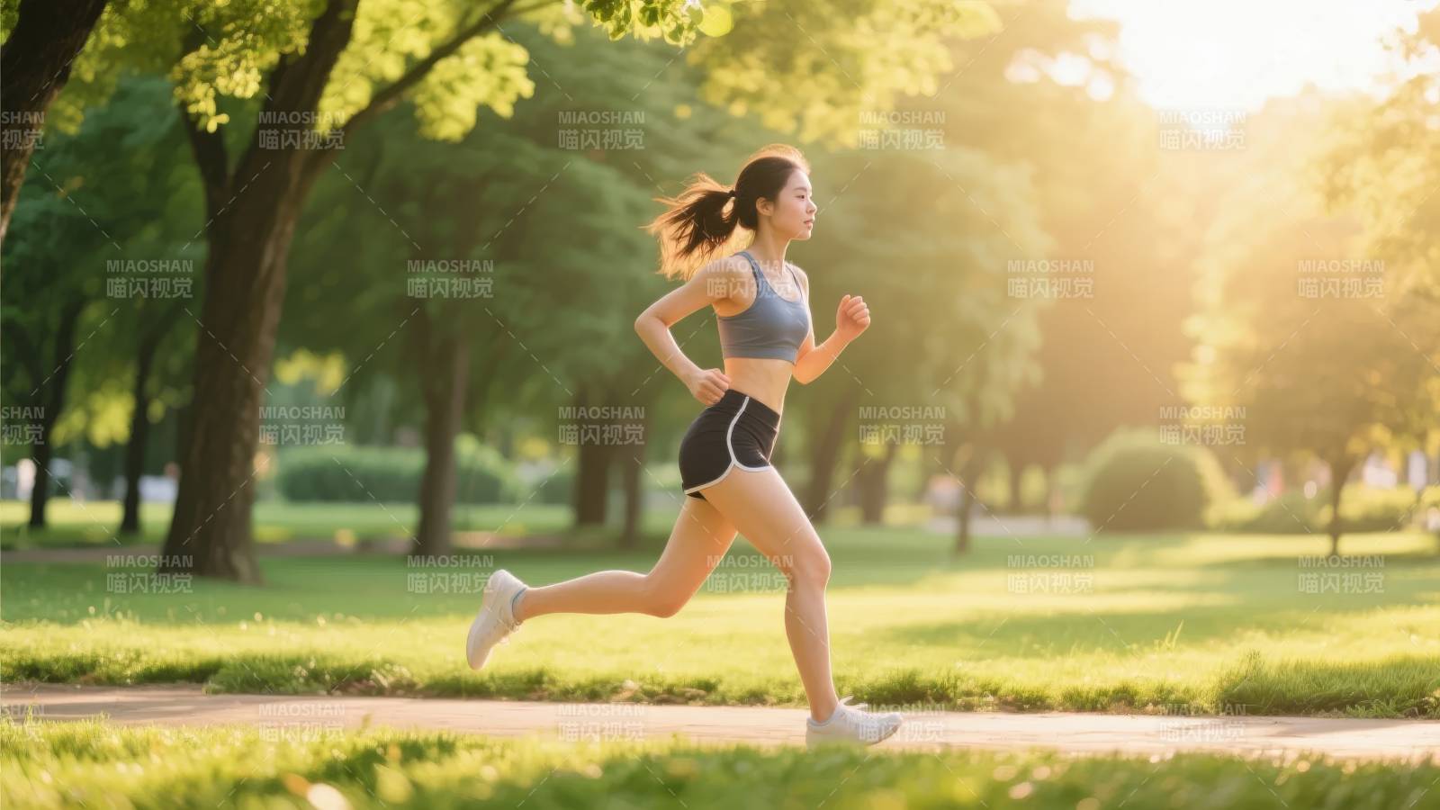 晨跑公园美景图片