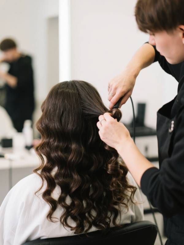发型师正在卷发图片